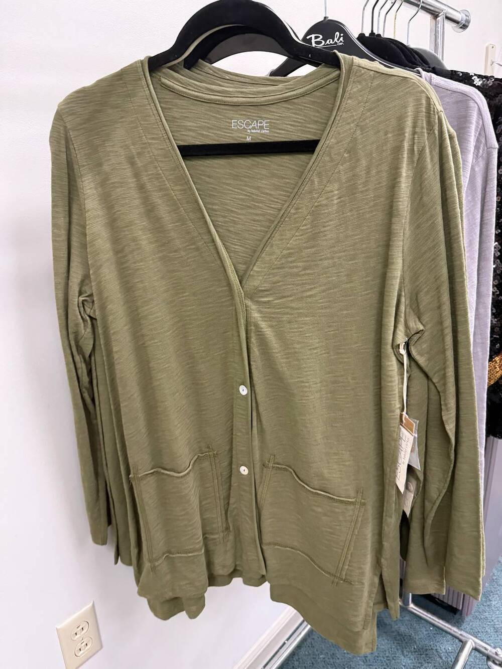 NEW ESCAPE BY HABITAT women's cotton slub cardigan in olive